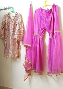 Elegant Pink & Beige Gharara Suit