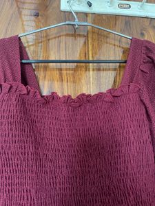Maroon Smocked Top