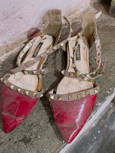 Shein Red Studded Flats