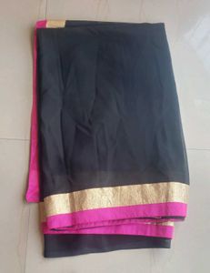 Black And Pink Georgette Saree