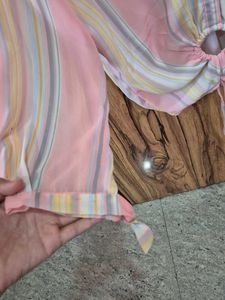 Striped Tie-Front Top
