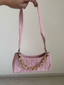Pink Quilted Chain Shoulder Bag