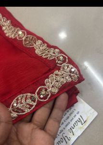Red Embroidered Saree with Blouse
