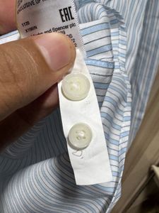 Marks &amp; Spencer White Blue Formal Striped Shirt