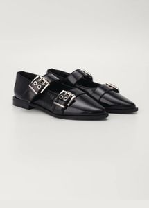 Mistry BUCKLED BALLET FLATS IN Black