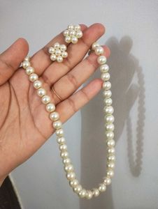 Pearl Necklace & Earring Set