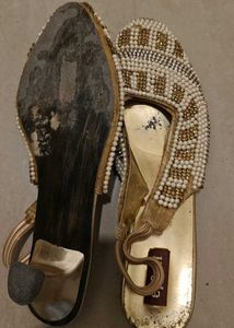 Party Wear Pearl &amp; Stone Work Sandal For Women