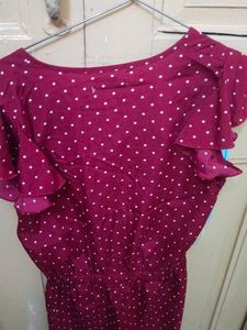 A Marron Jumpsuit in Polka Print