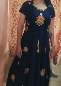 Attractive Blue Kurti With Embroidery