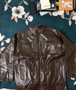 Full Sleeve Faux Leather Jacket- Men&#39;s