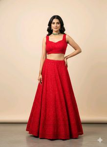 Stunning Red Lehenga Choli Set