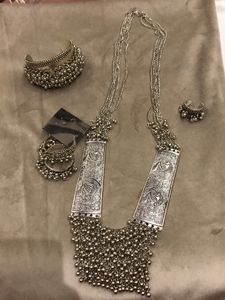 Garba Special Silver Tone Jewelry Set