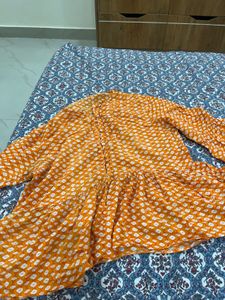 Orange and White Print Tunic