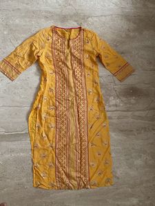 Yellow Printed Kurta
