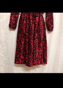Vintage Red &amp; Black Print Dress