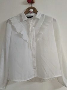 Elegant White Ruffle Formal shirt