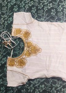 White &amp; Gold Embroidered Dress