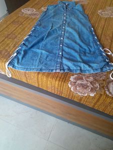 Denim Sleeveless Shirt Dress