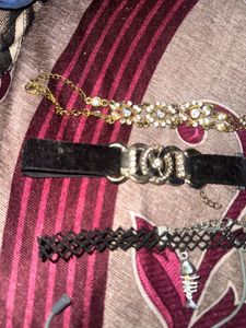 2 Black Chokers 1 Bracelet