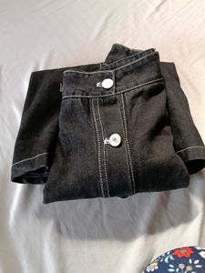 Denim umbrella cut Button-Front Skirt