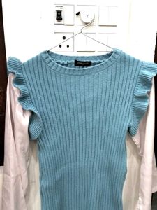 Cute Blue Ruffle Top