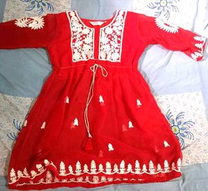 Red Embroidered Kurti