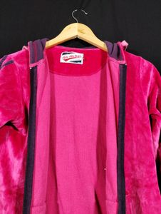 Pink Velour Zip Up Hoodie