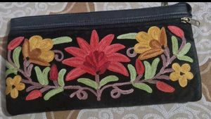 Leather Kashmiri Ari Hand Work Bag