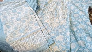 Sky Blue Embroidered Suit