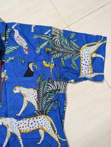 Animal Print Short Sleeve Button-Down