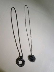 Two Dark Silver Necklaces