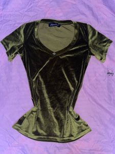 Olive Velvet Top
