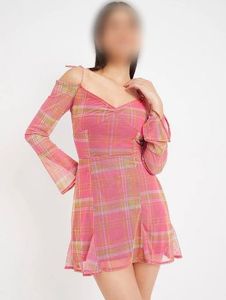 Pink Plaid Mini Dress