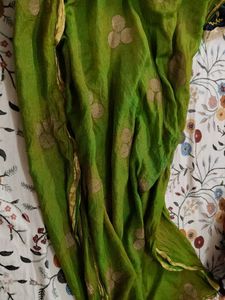 Green Dupatta with Floral Motifs