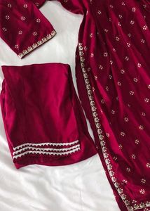 Festive Maroon Kurta Dupatta Set
