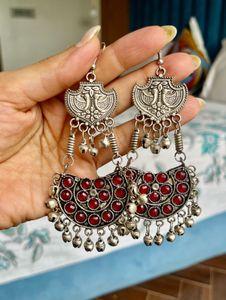 Jaipur Oxidised Silver Earrings, Not Used