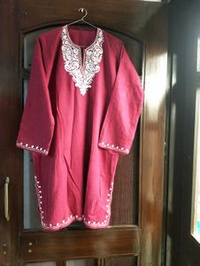 Woolen Pheran with Floral Embroidery