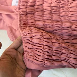 Pink One-Shoulder Top 3D roses