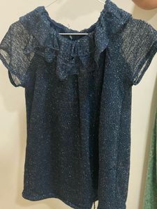 Sparkly Navy Ruffle Top