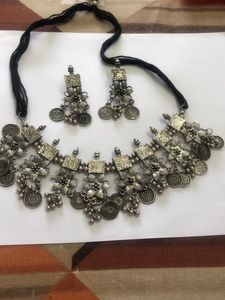 Oxidised Fancy Jwellery Set (Necklace +Earrings)