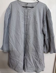 Gray Pleated Sleeve Tunic