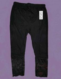 Black Velvet Lace Leggings for Women