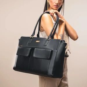 Code Women’s Black Leather Tote Bag