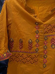 Orange Embroidered Kurti