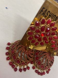Red Jhumka Earrings