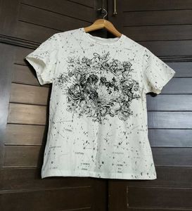 Christian Dior Women White Printed Cotton Tshirt