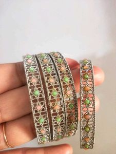 Tarnish Free silver plated Bangles set of 4