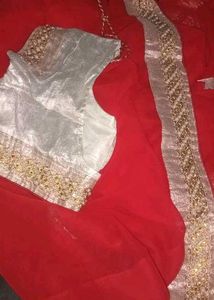 Elegant Red Saree With Blouse
