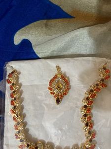 Unused Golden &amp; Orange Jewelry Set