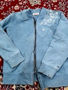 Blue Floral Embroidered Jacket